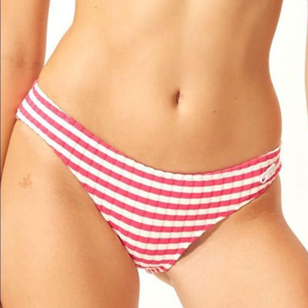 NWT Solid & Striped Fuchsia Striped Elle Rib Bikini Bottom M